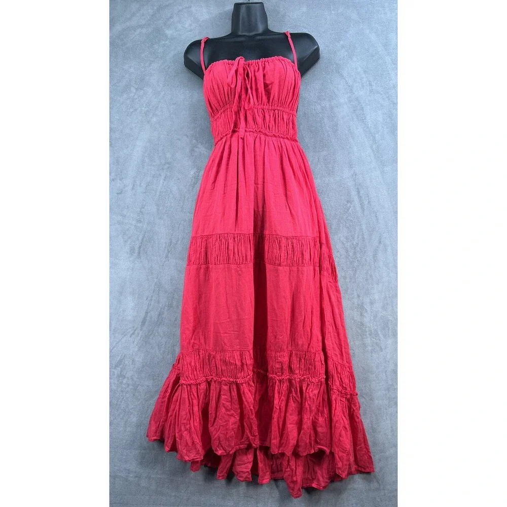 Free People Coral Pink Tiered Maxi Dress